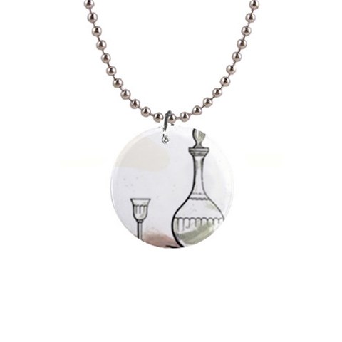 Wine Glass And Decanter 1  Button Necklace from ArtsNow.com Front