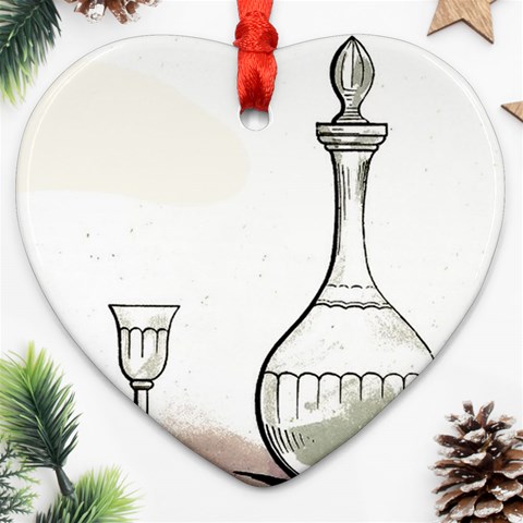 Wine Glass And Decanter Heart Ornament (Two Sides) from ArtsNow.com Front