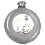 Wine Glass And Decanter Round Hip Flask (5 oz)