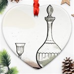 Wine Glass And Decanter Heart Ornament (Two Sides)
