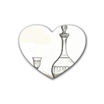 Wine Glass And Decanter Rubber Coaster (Heart) 