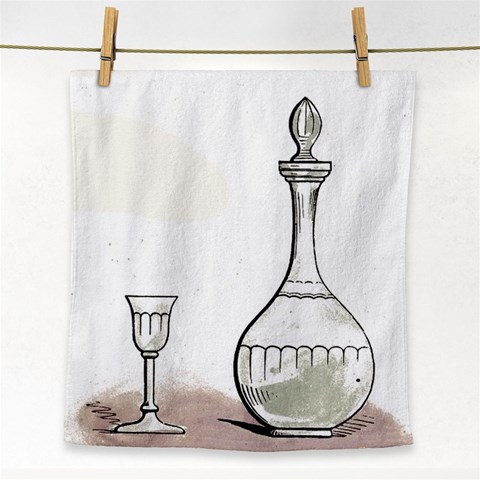 Wine Glass And Decanter Face Towel from ArtsNow.com Front