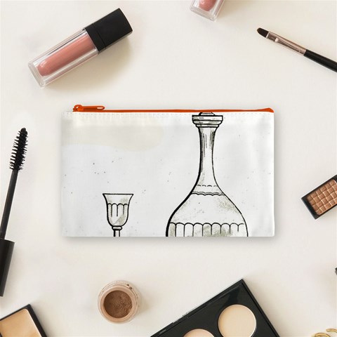 Wine Glass And Decanter Cosmetic Bag (Small) from ArtsNow.com Front