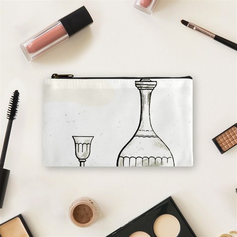 Wine Glass And Decanter Cosmetic Bag (Small) from ArtsNow.com Front