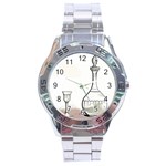 Wine Glass And Decanter Stainless Steel Analogue Watch