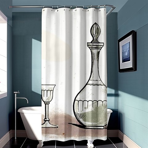Wine Glass And Decanter Shower Curtain 36  x 72  (Stall)  from ArtsNow.com Curtain(36 X72 ) - 33.26 x66.24  Curtain(36 X72 )