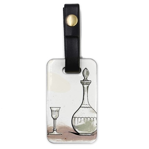 Wine Glass And Decanter Luggage Tag (one side) from ArtsNow.com Front