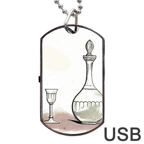 Wine Glass And Decanter Dog Tag USB Flash (One Side) from ArtsNow.com Front