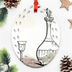 Wine Glass And Decanter Oval Filigree Ornament (Two Sides) from ArtsNow.com Front