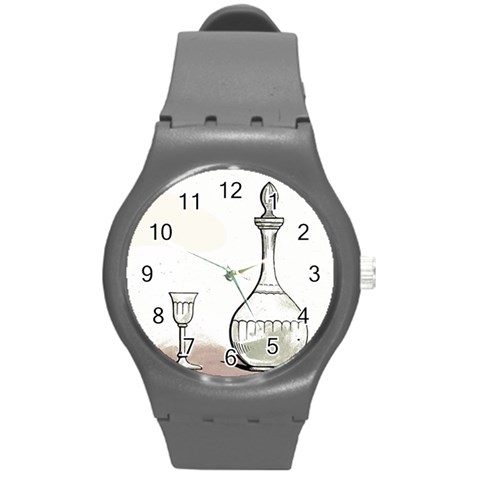 Wine Glass And Decanter Round Plastic Sport Watch (M) from ArtsNow.com Front