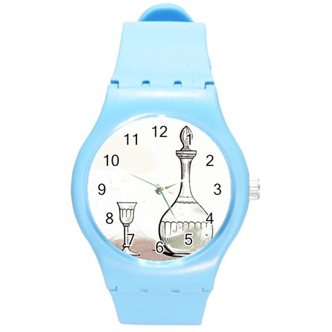 Wine Glass And Decanter Round Plastic Sport Watch (M) from ArtsNow.com Front