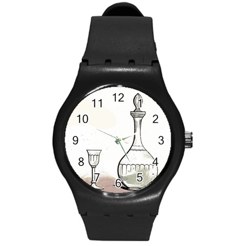Wine Glass And Decanter Round Plastic Sport Watch (M) from ArtsNow.com Front