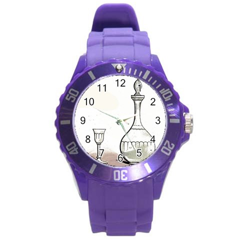 Wine Glass And Decanter Round Plastic Sport Watch (L) from ArtsNow.com Front