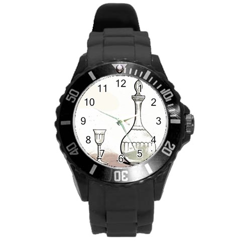 Wine Glass And Decanter Round Plastic Sport Watch (L) from ArtsNow.com Front