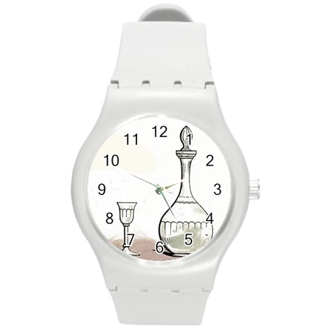 Wine Glass And Decanter Round Plastic Sport Watch (M) from ArtsNow.com Front