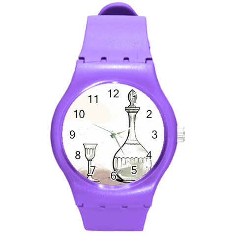 Wine Glass And Decanter Round Plastic Sport Watch (M) from ArtsNow.com Front