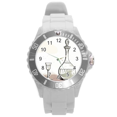 Wine Glass And Decanter Round Plastic Sport Watch (L) from ArtsNow.com Front