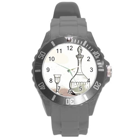Wine Glass And Decanter Round Plastic Sport Watch (L) from ArtsNow.com Front