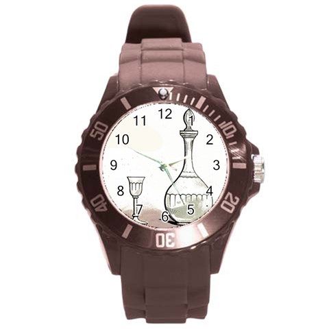 Wine Glass And Decanter Round Plastic Sport Watch (L) from ArtsNow.com Front