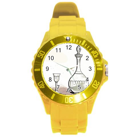 Wine Glass And Decanter Round Plastic Sport Watch (L) from ArtsNow.com Front