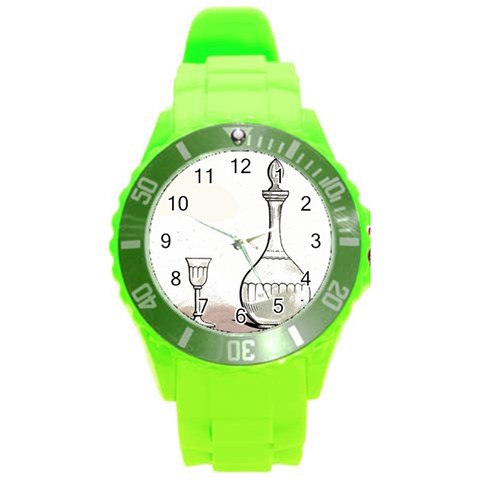 Wine Glass And Decanter Round Plastic Sport Watch (L) from ArtsNow.com Front