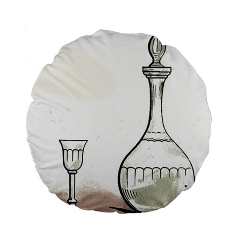 Wine Glass And Decanter Standard 15  Premium Round Cushions from ArtsNow.com Front