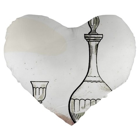 Wine Glass And Decanter Large 19  Premium Heart Shape Cushions from ArtsNow.com Front