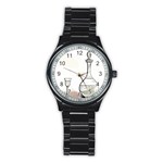 Wine Glass And Decanter Stainless Steel Round Watch