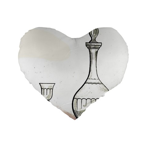 Wine Glass And Decanter Standard 16  Premium Heart Shape Cushions from ArtsNow.com Front