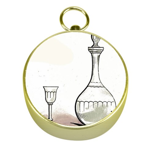 Wine Glass And Decanter Gold Compasses from ArtsNow.com Front