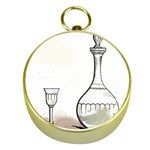 Wine Glass And Decanter Gold Compasses
