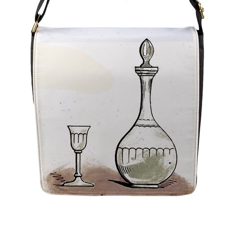 Wine Glass And Decanter Flap Closure Messenger Bag (L) from ArtsNow.com Front