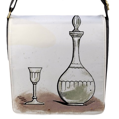 Wine Glass And Decanter Flap Closure Messenger Bag (S) from ArtsNow.com Front
