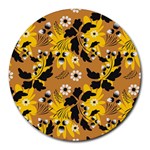 Folk flowers art pattern  Round Mousepads
