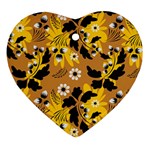 Folk flowers art pattern  Heart Ornament (Two Sides)