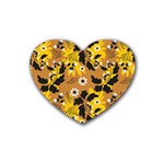 Folk flowers art pattern  Heart Coaster (4 pack) 