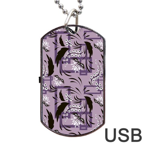 Folk flowers art pattern Floral  Dog Tag USB Flash (Two Sides) from ArtsNow.com Front