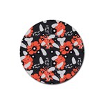 Folk flowers art pattern Floral   Rubber Coaster (Round) 