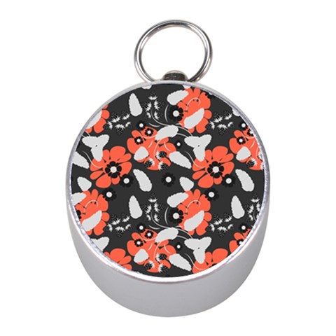 Folk flowers art pattern Floral   Mini Silver Compasses from ArtsNow.com Front