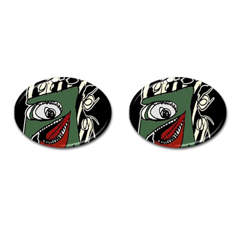 Monster Bird Portrait Illustration Cufflinks (Oval) from ArtsNow.com Front(Pair)