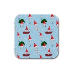 Funny Mushrooms Go About Their Business Rubber Square Coaster (4 pack) 