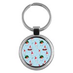 Funny Mushrooms Go About Their Business Key Chain (Round)