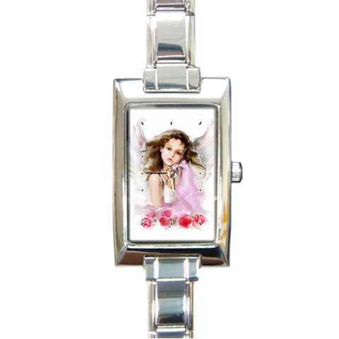 Angel Girl Rectangular Italian Charm Watch from ArtsNow.com Front