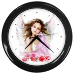 Angel Girl Wall Clock (Black)