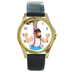 E8epcq3x0achi-l Round Gold Metal Watch