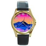 Outrun-vaporwave-hd-wallpaper-preview Round Gold Metal Watch