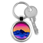Outrun-vaporwave-hd-wallpaper-preview Key Chain (Round)
