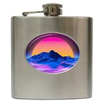 Outrun-vaporwave-hd-wallpaper-preview Hip Flask (6 oz)
