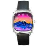 Outrun-vaporwave-hd-wallpaper-preview Square Metal Watch