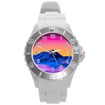 Outrun-vaporwave-hd-wallpaper-preview Round Plastic Sport Watch (L)